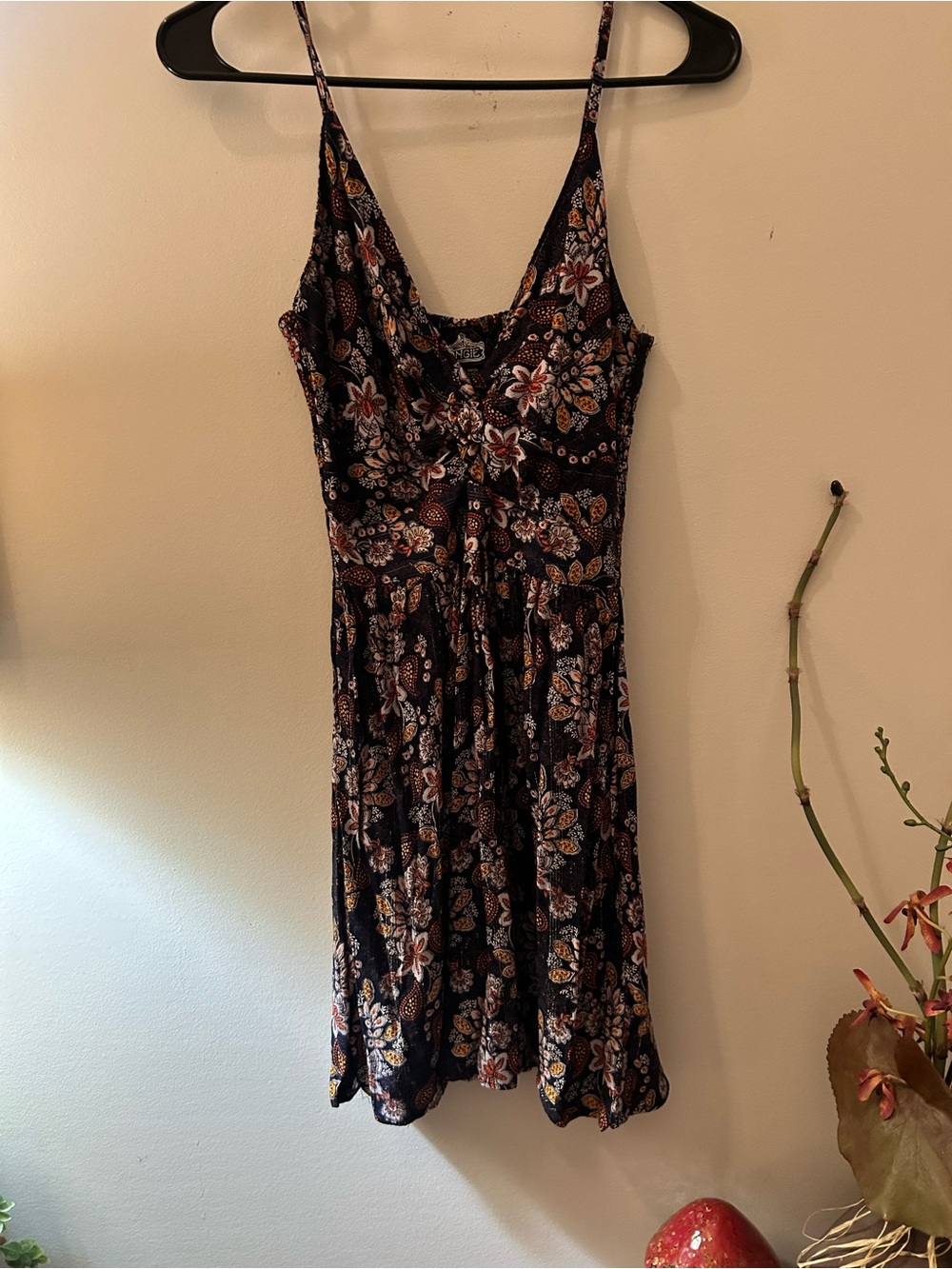 Angie Black Floral Spaghetti Strap Dress